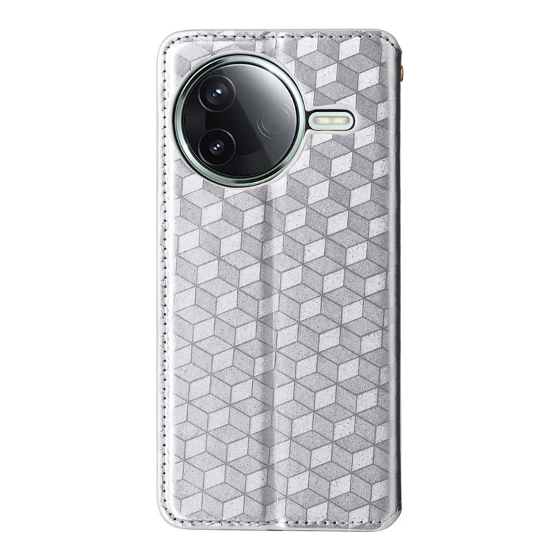 Für Xiaomi Redmi K80 5G / K80 Pro 5G Geldbörsencase Rautenmuster geprägtes Leder Handyhülle - Silber