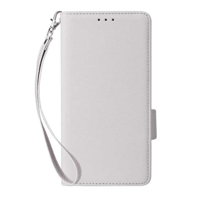For Honor 300 Pro / 300 Ultra Case with Wrist Strap Litchi Texture PU Leather Wallet Phone Cover - White