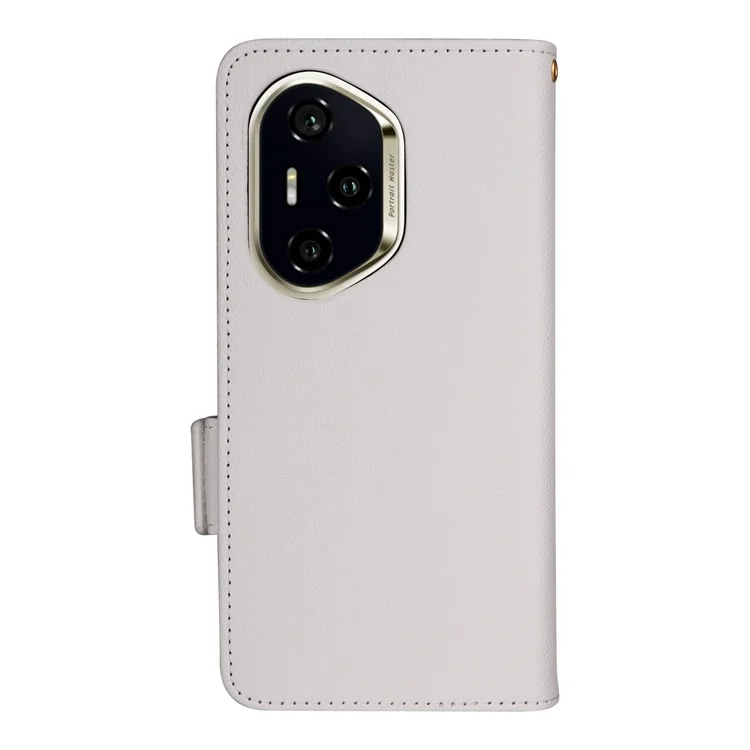 For Honor 300 Pro / 300 Ultra Case with Wrist Strap Litchi Texture PU Leather Wallet Phone Cover - White