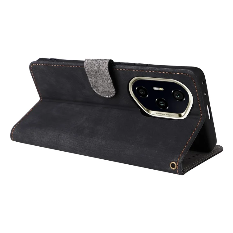For Honor 300 Pro / 300 Ultra Geldbörsen-Hülle RFID-blockierend PU-Leder-Cover mit Ständer - Schwarz