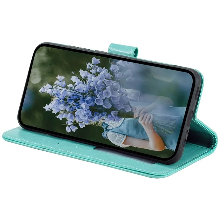 Capa para Xiaomi Redmi Note 14 5G Estampada em Couro PU Carteira com Suporte - Verde Menta