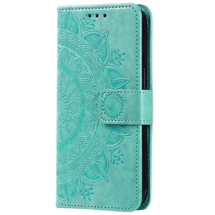 Capa para Xiaomi Redmi Note 14 5G Estampada em Couro PU Carteira com Suporte - Verde Menta