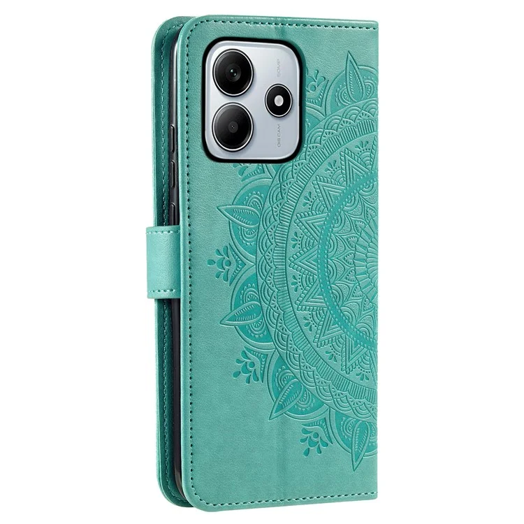 Capa para Xiaomi Redmi Note 14 5G Estampada em Couro PU Carteira com Suporte - Verde Menta