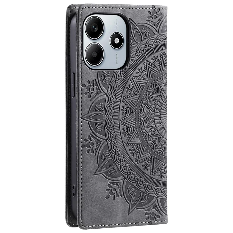 Style-010 Pour Xiaomi Redmi Note 14 5G Étui Fermeture Magnétique Couverture de Téléphone en Cuir Motif Imprimé - Gris