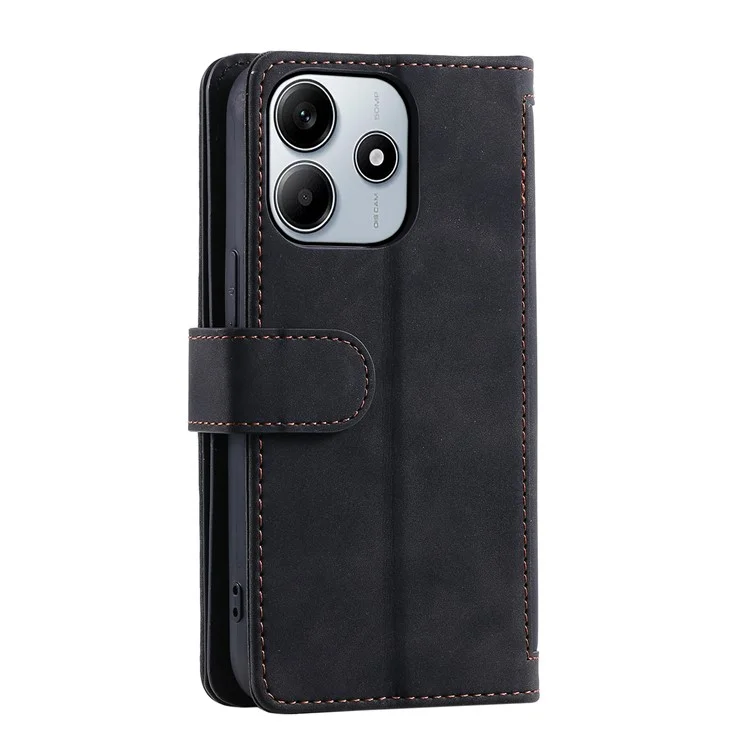 Custodia per Xiaomi Redmi Note 14 5G in pelle PU con cerniera e 9 slot per schede - Nero