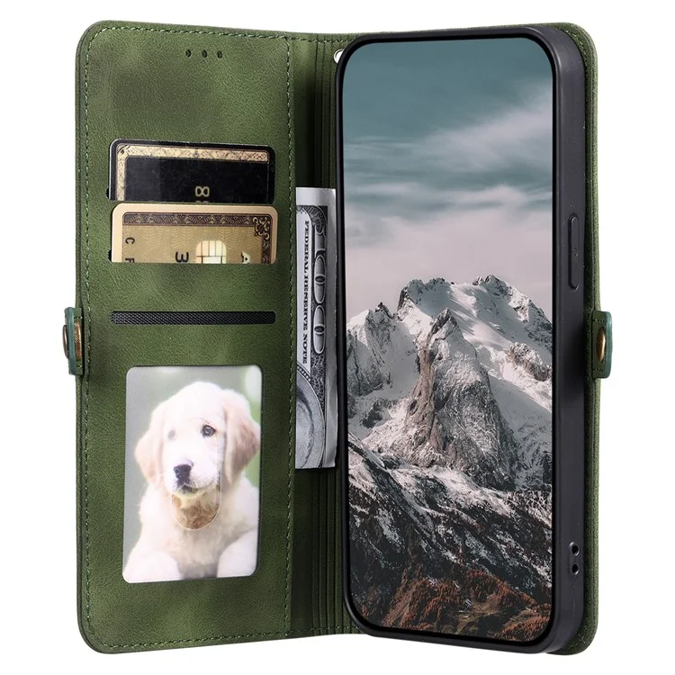 Estilo 016 para Xiaomi Redmi Note 14 5G, capa de couro com sensação de pele, com estampa de totem, carteira - Verde Escuro