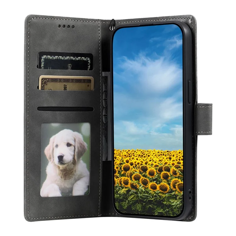 Style 018 für Xiaomi Redmi Note 14 5G Hülle geprägte Totem-Skin-Gefühl Brieftasche Leder Handyhülle - Grau