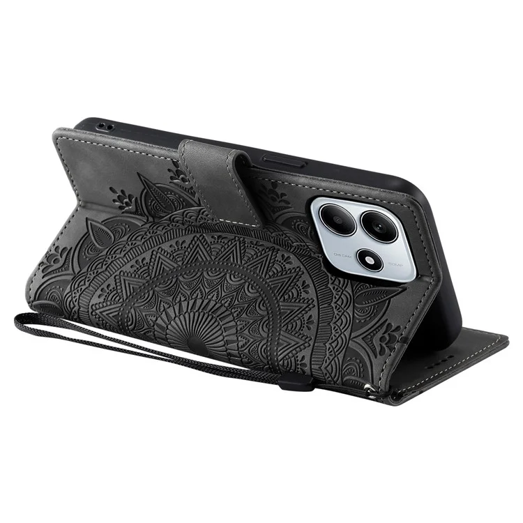 Style 018 für Xiaomi Redmi Note 14 5G Hülle geprägte Totem-Skin-Gefühl Brieftasche Leder Handyhülle - Grau