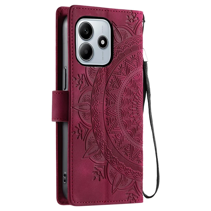 Style 018 For Xiaomi Redmi Note 14 5G Case Imprinted Totem Skin Feel Wallet Leather Phone Cover - Rose