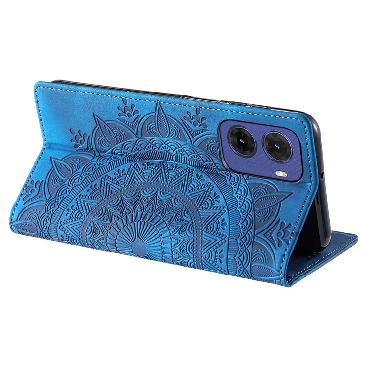 Style-010 Magnetisch schließende Lederhülle mit Prägung für Motorola Moto G05 4G - Blau