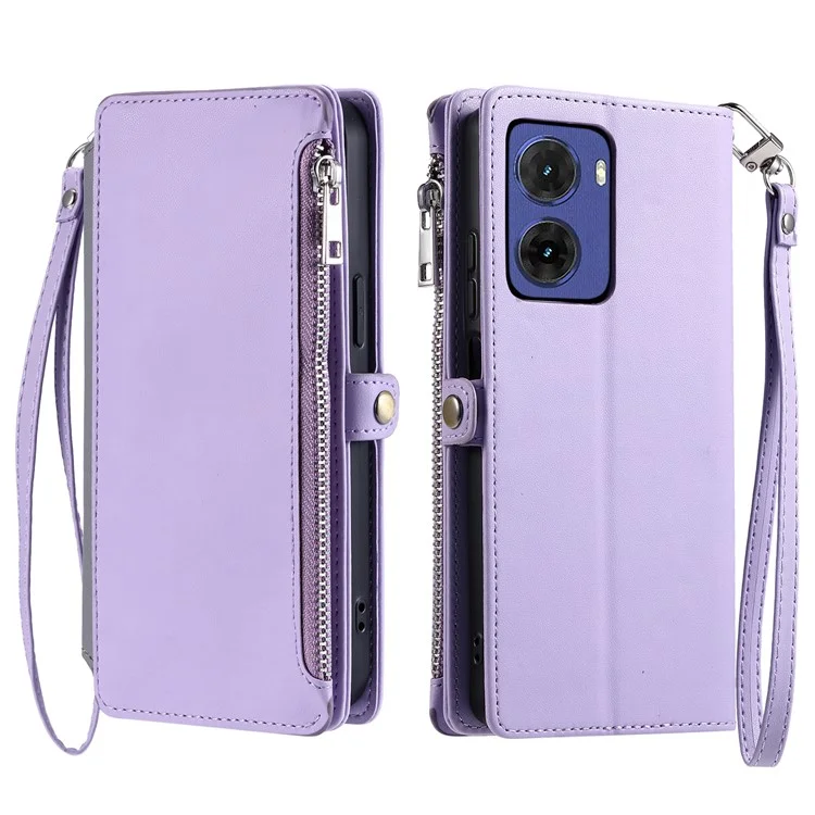 Custodia in TPU+PU pelle stile 015 per Motorola Moto G05 4G, con copertura wallet e cinturini - Viola