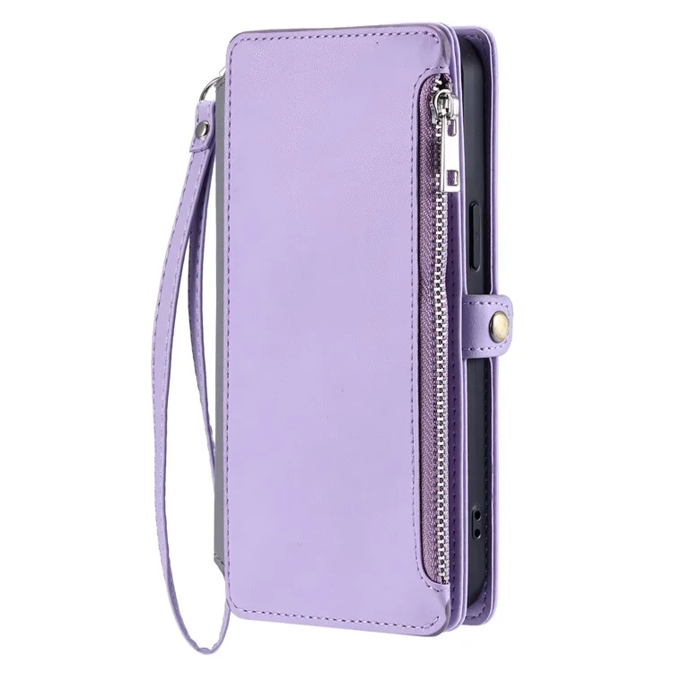 Custodia in TPU+PU pelle stile 015 per Motorola Moto G05 4G, con copertura wallet e cinturini - Viola