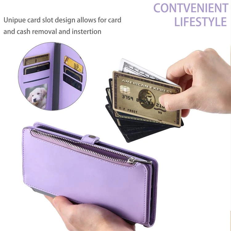 Custodia in TPU+PU pelle stile 015 per Motorola Moto G05 4G, con copertura wallet e cinturini - Viola