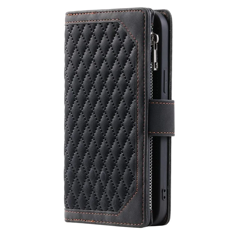 Style 005 für Motorola Moto G05 4G Wallet Case Rautensteppnaht PU-Leder Handyhülle - Schwarz