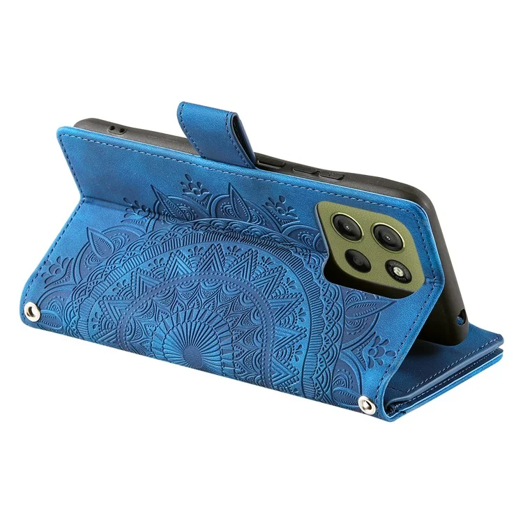 Style 006 Für Motorola Moto G15 4G Brieftasche Hülle PU Leder Handyhülle Mandala Blumen Muster - Blau