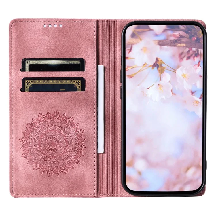 Style-010 für Motorola Moto G15 4G Hülle magnetischer Verschluss Leder Telefonhülle geprägt - Roségold