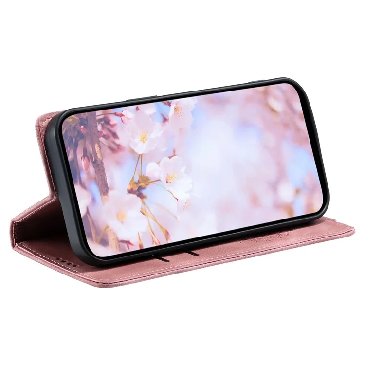 Style-010 für Motorola Moto G15 4G Hülle magnetischer Verschluss Leder Telefonhülle geprägt - Roségold