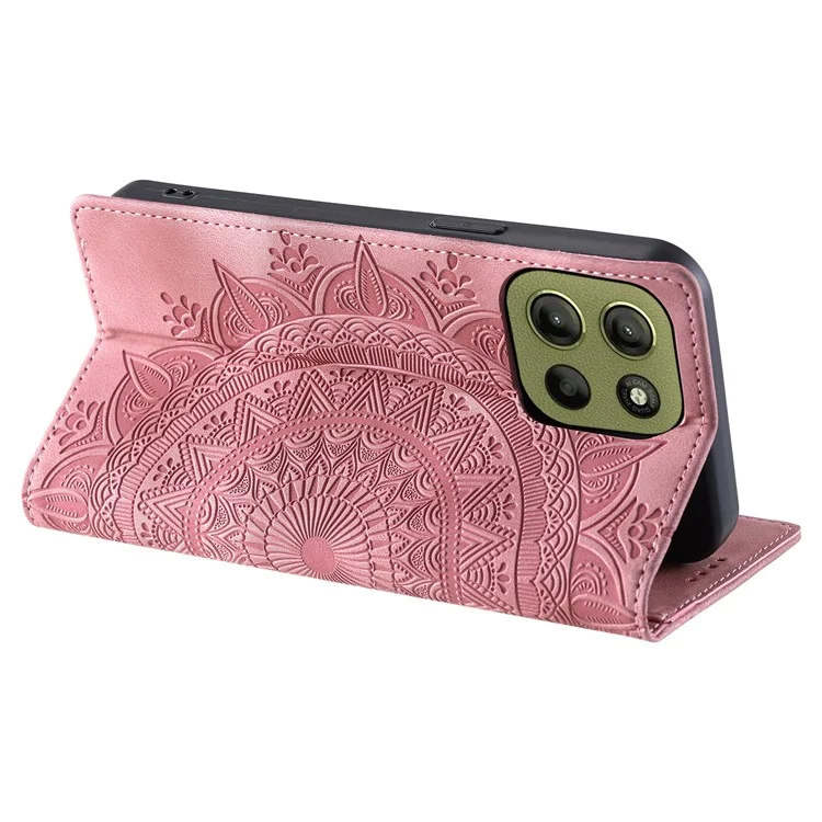 Style-010 für Motorola Moto G15 4G Hülle magnetischer Verschluss Leder Telefonhülle geprägt - Roségold
