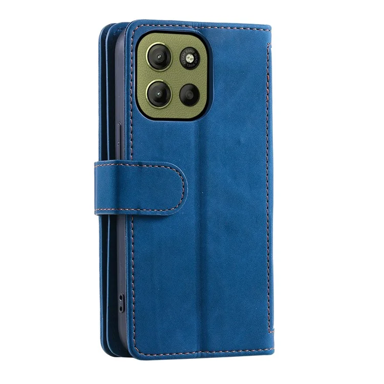 Custodia in pelle PU per Motorola Moto G15 4G con cerniera e 9 slot per schede - Blu