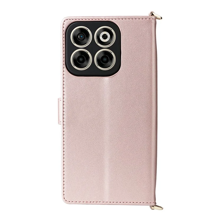 Für ZTE Blade V70 / nubia V70 Brieftaschenhülle mit Schultergurt Leder-Handyhülle - Pink