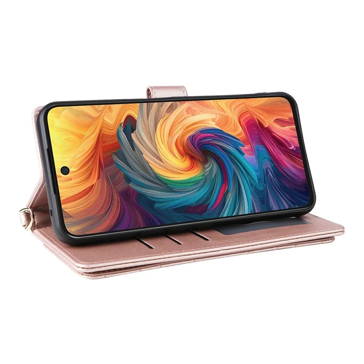 Für ZTE Blade V70 / nubia V70 Brieftaschenhülle mit Schultergurt Leder-Handyhülle - Pink