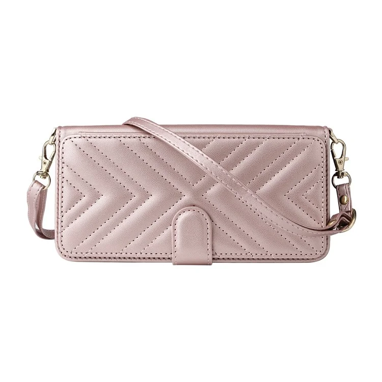Für ZTE Blade V70 / nubia V70 Brieftaschenhülle mit Schultergurt Leder-Handyhülle - Pink