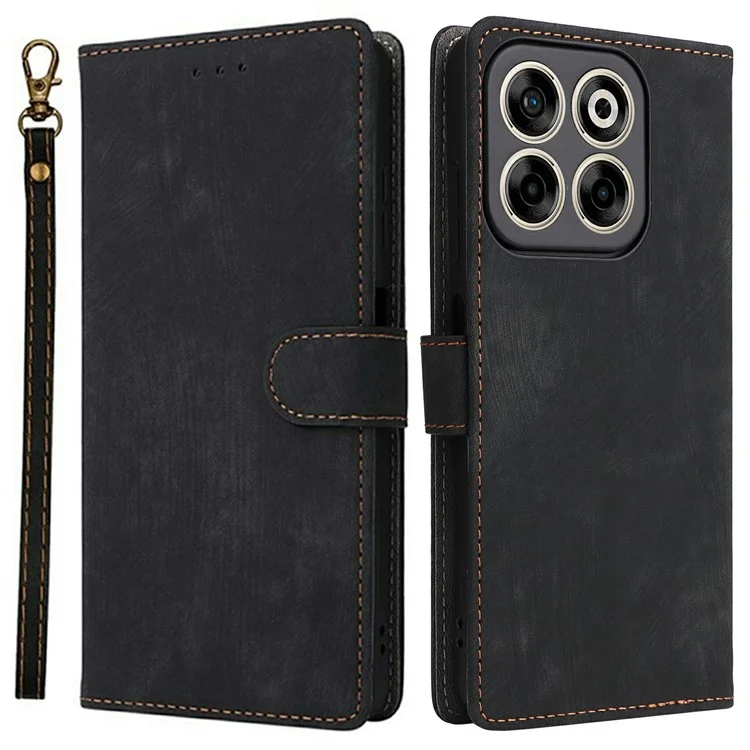Funda de cartera con bloqueo RFID de piel sintética con soporte para ZTE Blade V70 / nubia V70 - Negro