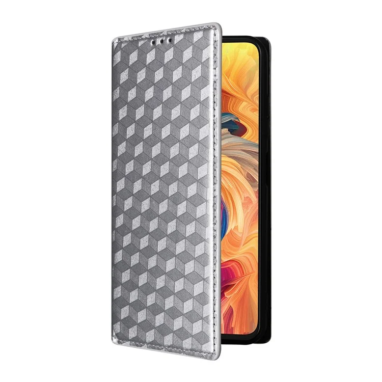 Étui portefeuille en cuir avec motif en losange pour ZTE Blade V70 / nubia V70 - Argent