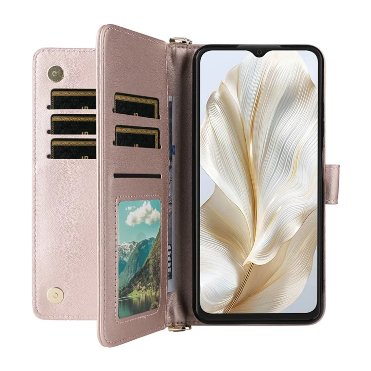 Für Blackview Wave 8C Wallet Case mit Schultergurt Leder Handyhülle - Rosa