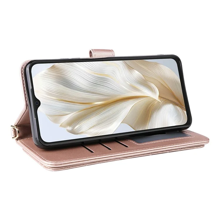 Für Blackview Wave 8C Wallet Case mit Schultergurt Leder Handyhülle - Rosa