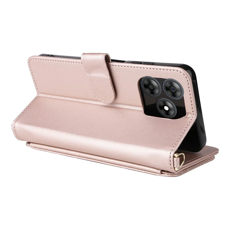 Für Blackview Wave 8C Wallet Case mit Schultergurt Leder Handyhülle - Rosa