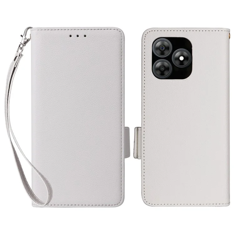Für Blackview Wave 8C Hülle Litchi-Textur PU-Leder Brieftasche Flip Phone Cover - Weiß