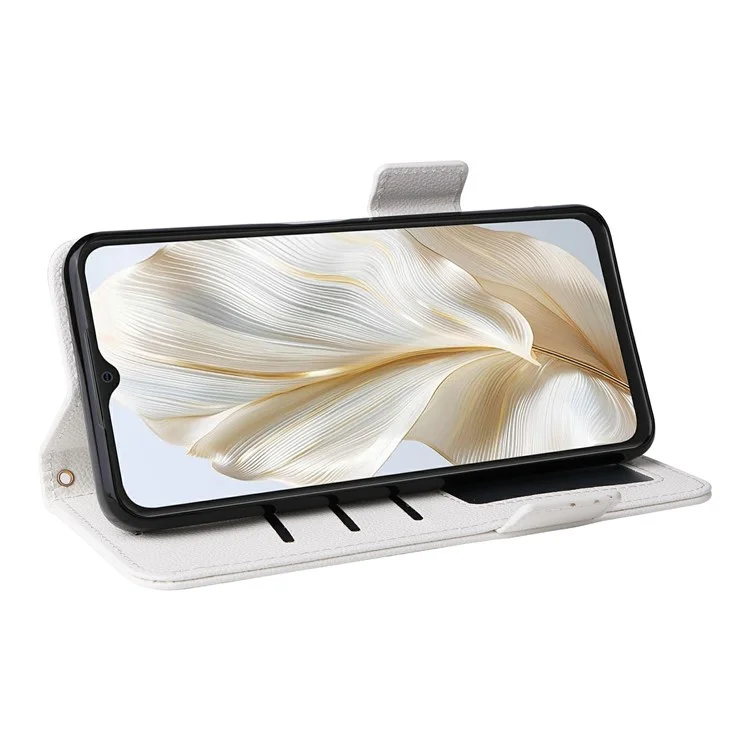 Für Blackview Wave 8C Hülle Litchi-Textur PU-Leder Brieftasche Flip Phone Cover - Weiß