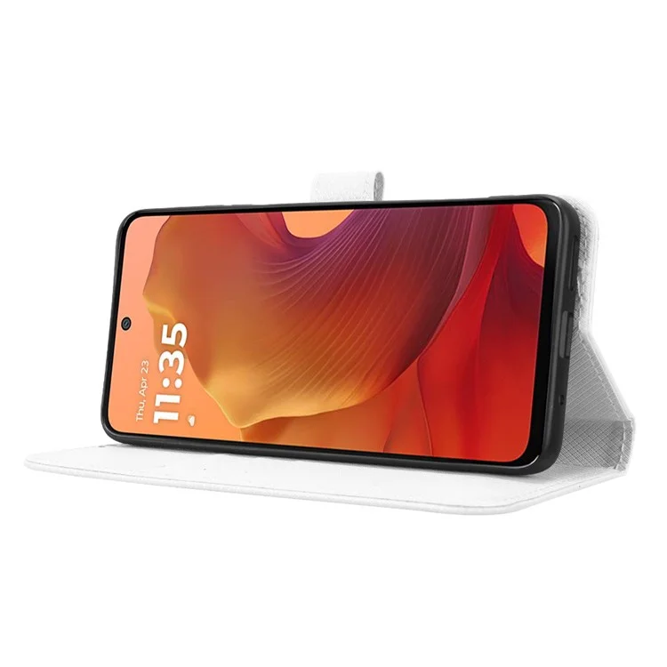 Für Motorola Moto G15 4G / G15 Power 4G Hülle PU-Leder Diamant-Textur Wallet Phone Cover - Weiß