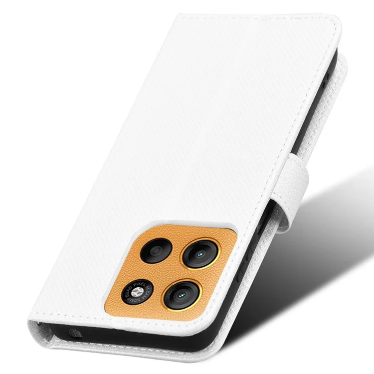 Für Motorola Moto G15 4G / G15 Power 4G Hülle PU-Leder Diamant-Textur Wallet Phone Cover - Weiß