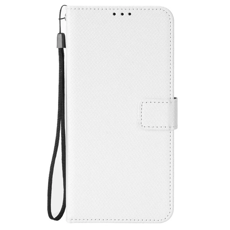 Für Motorola Moto G15 4G / G15 Power 4G Hülle PU-Leder Diamant-Textur Wallet Phone Cover - Weiß