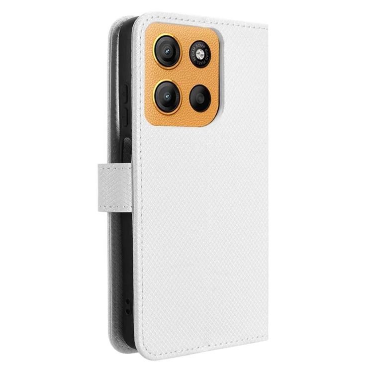 Für Motorola Moto G15 4G / G15 Power 4G Hülle PU-Leder Diamant-Textur Wallet Phone Cover - Weiß