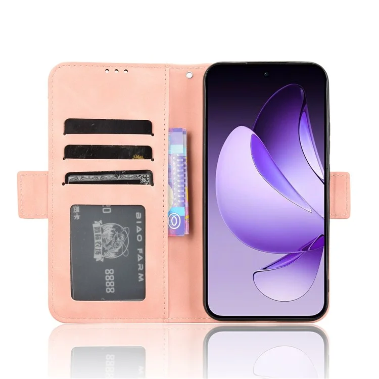Custodia in pelle per Oppo Reno13 5G (versione globale) con portafoglio e slot multipli per carte - Rosa
