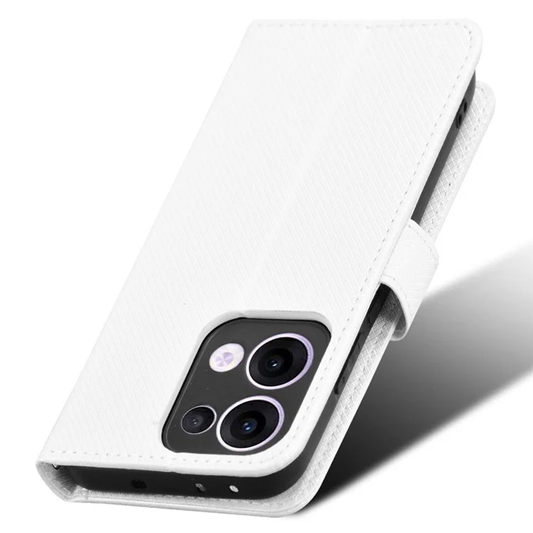Per Oppo Reno13 5G (Global) Custodia in pelle PU con texture a diamante Portafoglio Cover per telefono - Bianco