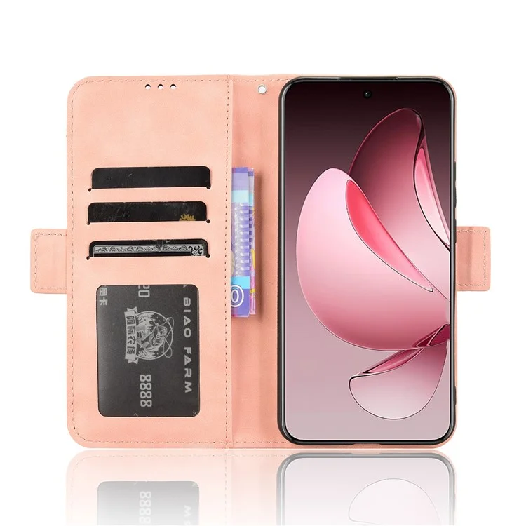 Per Oppo Reno13 Pro 5G Custodia in pelle Portafoglio Cover con più slot per schede - Rosa