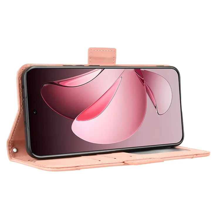 Per Oppo Reno13 Pro 5G Custodia in pelle Portafoglio Cover con più slot per schede - Rosa
