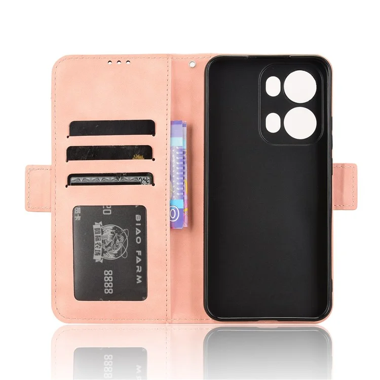 Per Oppo Reno13 Pro 5G Custodia in pelle Portafoglio Cover con più slot per schede - Rosa