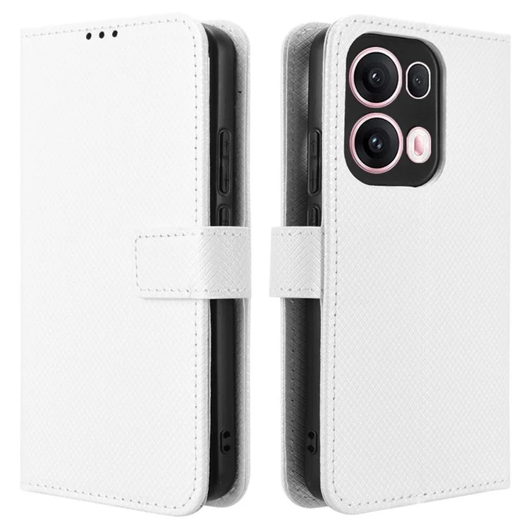 Custodia per Oppo Reno13 Pro 5G in pelle PU con texture a diamante - Bianco