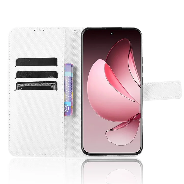 Custodia per Oppo Reno13 Pro 5G in pelle PU con texture a diamante - Bianco