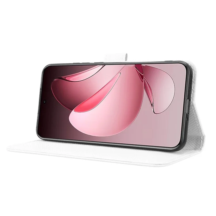 Custodia per Oppo Reno13 Pro 5G in pelle PU con texture a diamante - Bianco