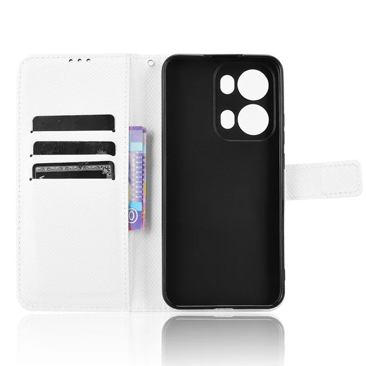 Custodia per Oppo Reno13 Pro 5G in pelle PU con texture a diamante - Bianco