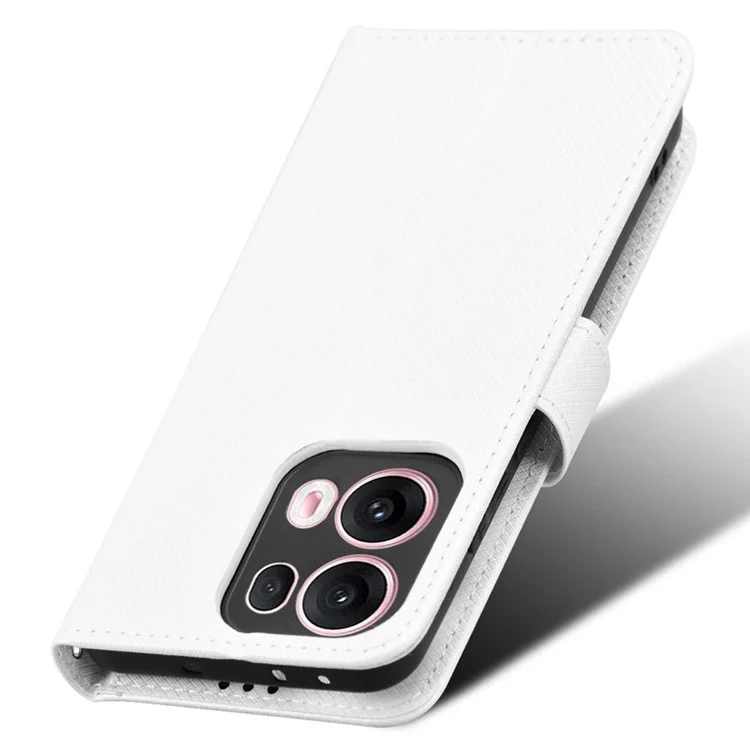 Custodia per Oppo Reno13 Pro 5G in pelle PU con texture a diamante - Bianco