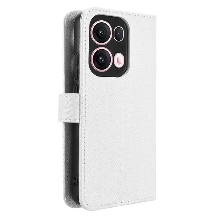 Custodia per Oppo Reno13 Pro 5G in pelle PU con texture a diamante - Bianco