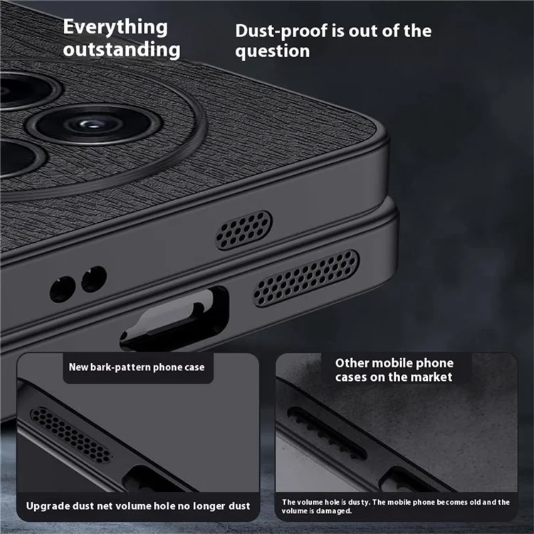 Capa para OnePlus Ace 5 5G com textura de madeira, revestimento de couro PU e PC TPU - Preta