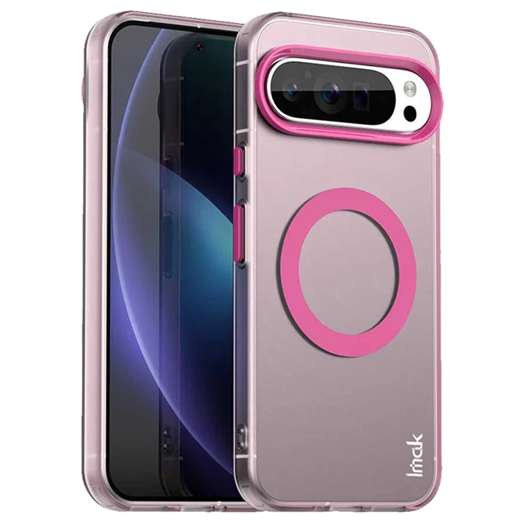 IMAK For Google Pixel 9 Pro  /  Pixel 9 Case Compatible with MagSafe Candy Color Anti Drop TPU + PET Back Cover - Red